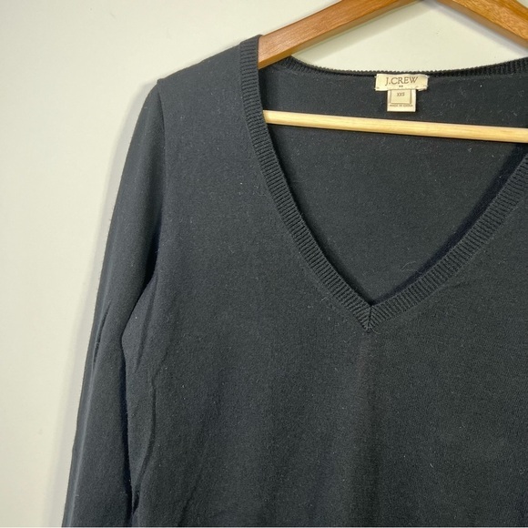 J Crew Factory Womens Size XXS Cotton V Neck Sweater Black Minimalist Knit - Picture 3 of 10